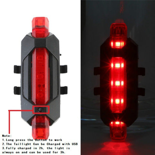 Luz Bicicleta Trasera Recargable Usb