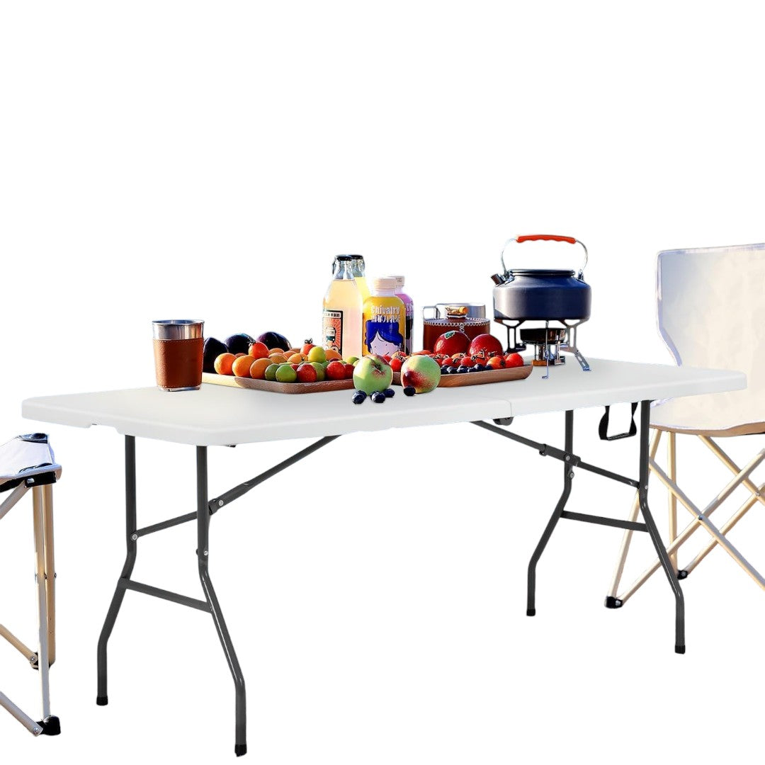Mesa Plegable 180 Cm Maleta Camping Y Picnic Color Blanco