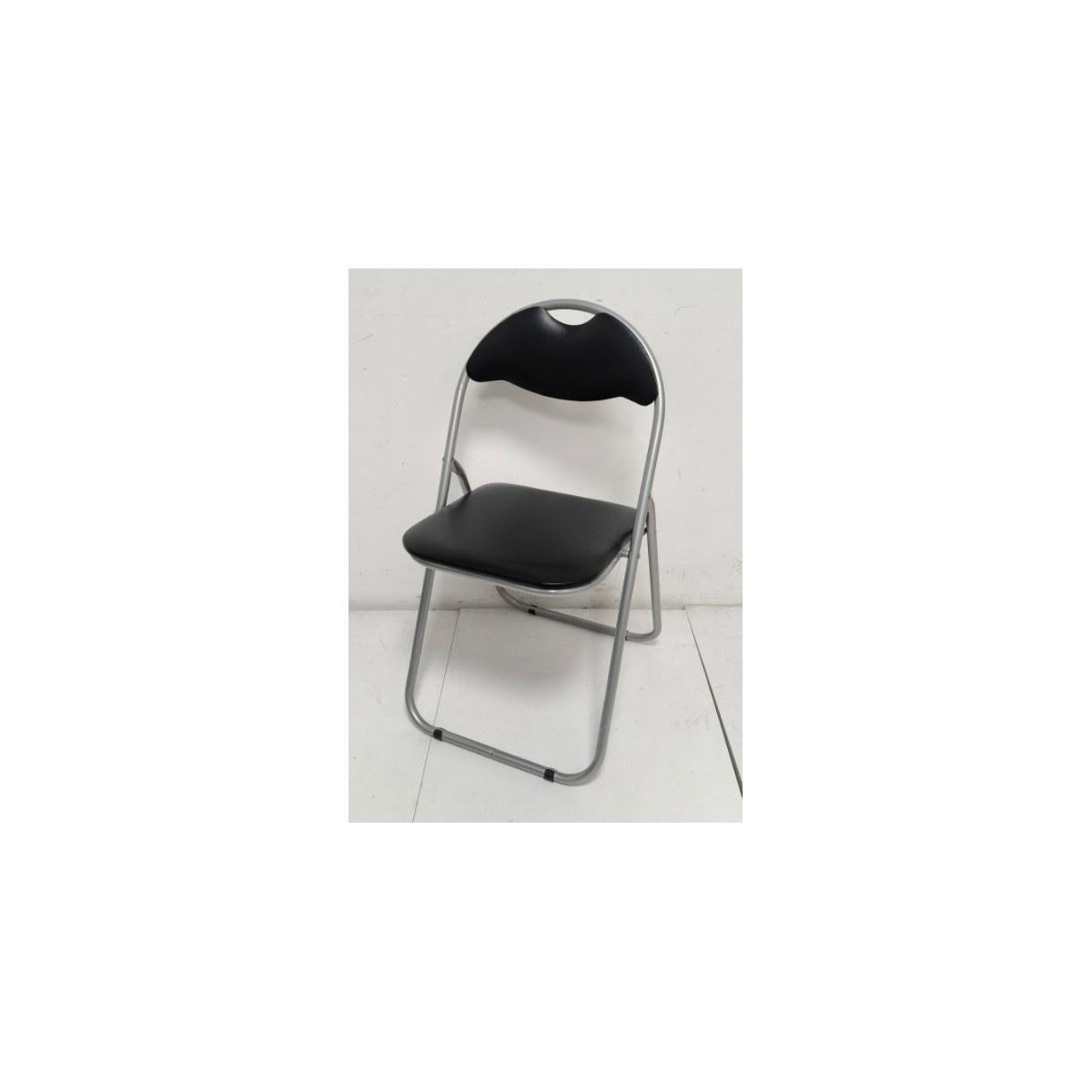 Silla Plegable Acolchada Metal Con Respaldo Negra MobeDeko