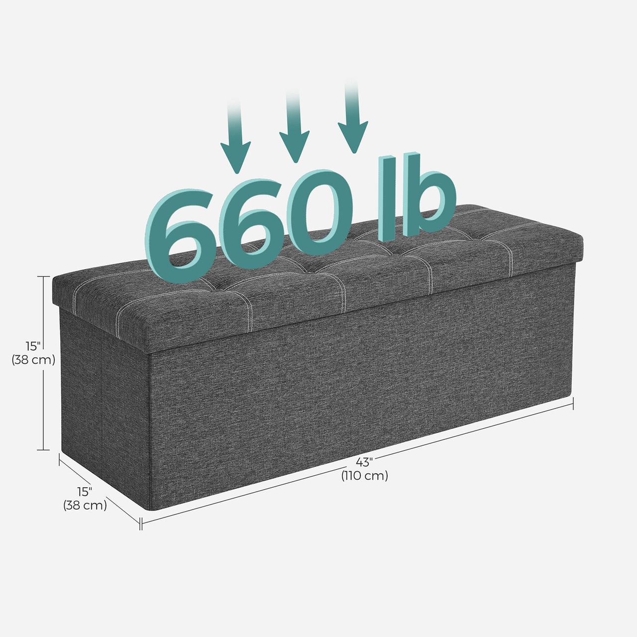 Puff Baúl SONGMICS 110 cm Banco Plegable Con Almacenamiento
