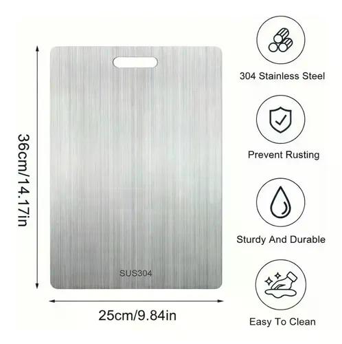 Tabla De Cortar Doble Cara Acero Inoxidable 36x25 Cocina Lisa