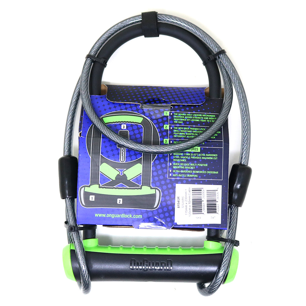 Candado Bicicleta Onguard U-lock Neon Con Cable