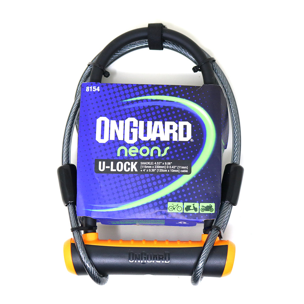 Candado Bicicleta Onguard U-lock Neon Con Cable