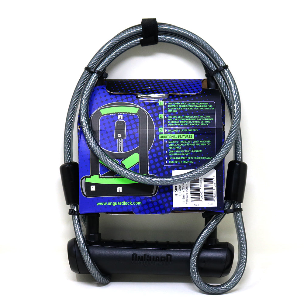 Candado Bicicleta Onguard U-lock Neon Con Cable