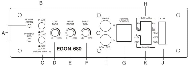 Subwoofer Plano Amplificado Sansui EGON-680 Control