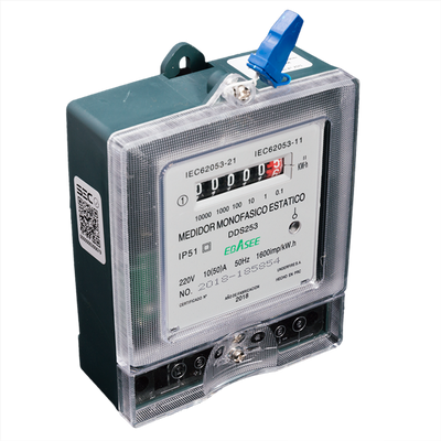 Medidor electrónico monofásico certificado de 10(50)A
