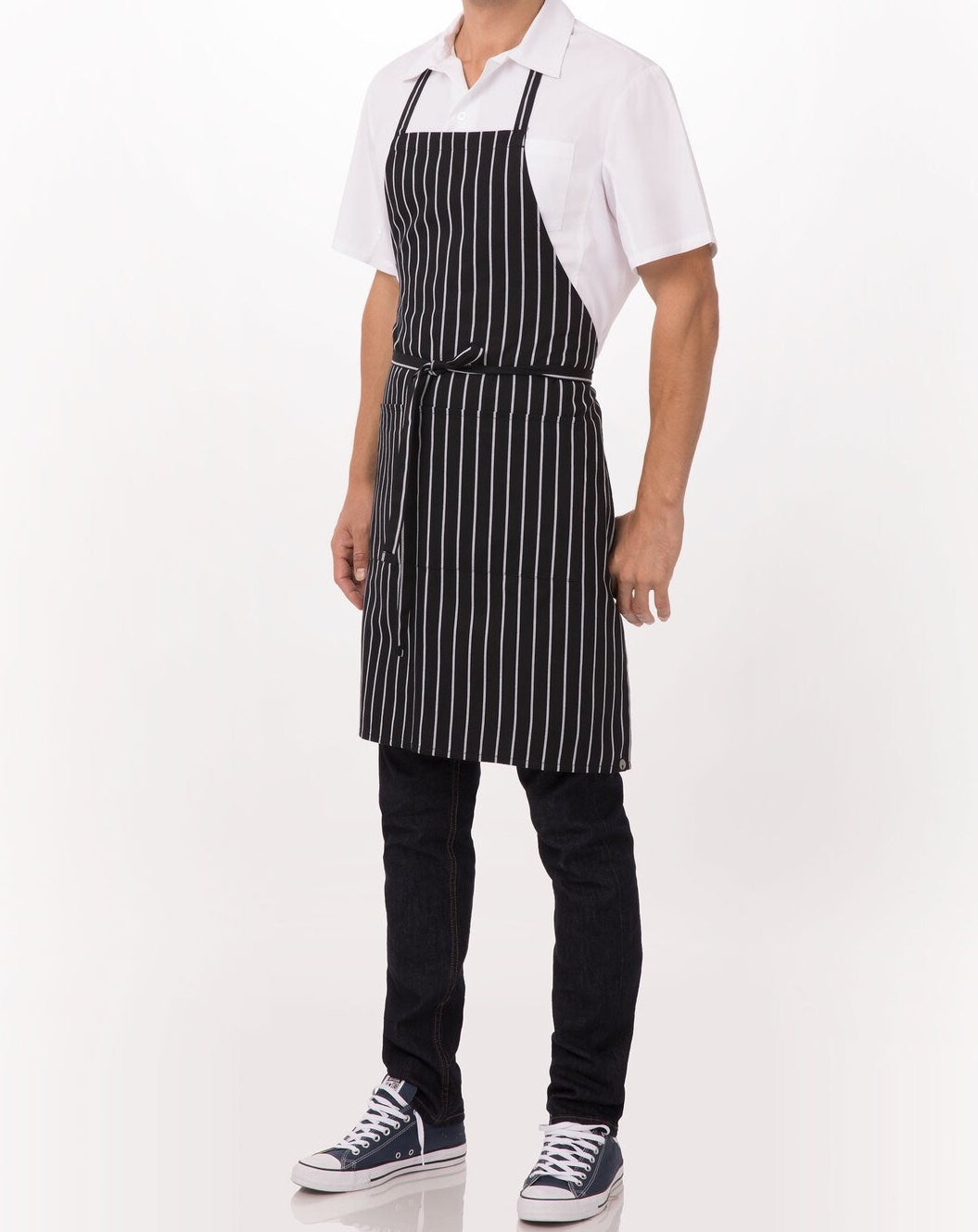 Pechera O Delantal Cocina Negro Listado