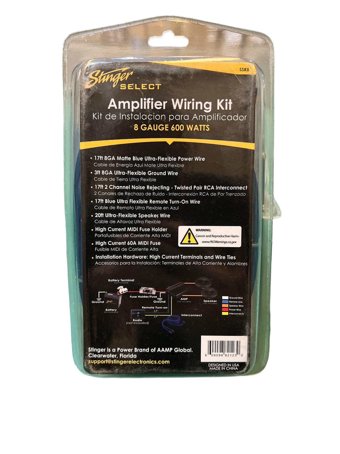 Kit De Cables Instalacion Stinger Ssk8 De 8 Gauge