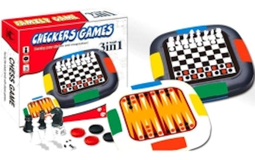 Juego De Mesa 3 En 1 Damas | Ajedrez | Backgammon