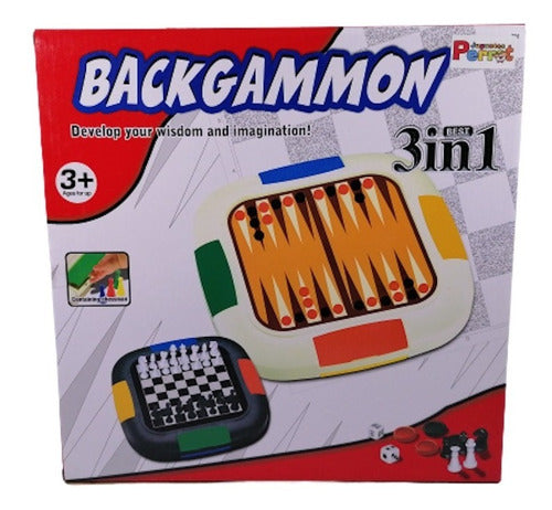 Juego De Mesa 3 En 1 Damas | Ajedrez | Backgammon