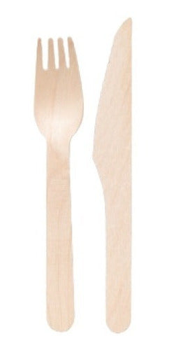 Set Cubiertos De Madera Desechables Ecológico 200 Unidades