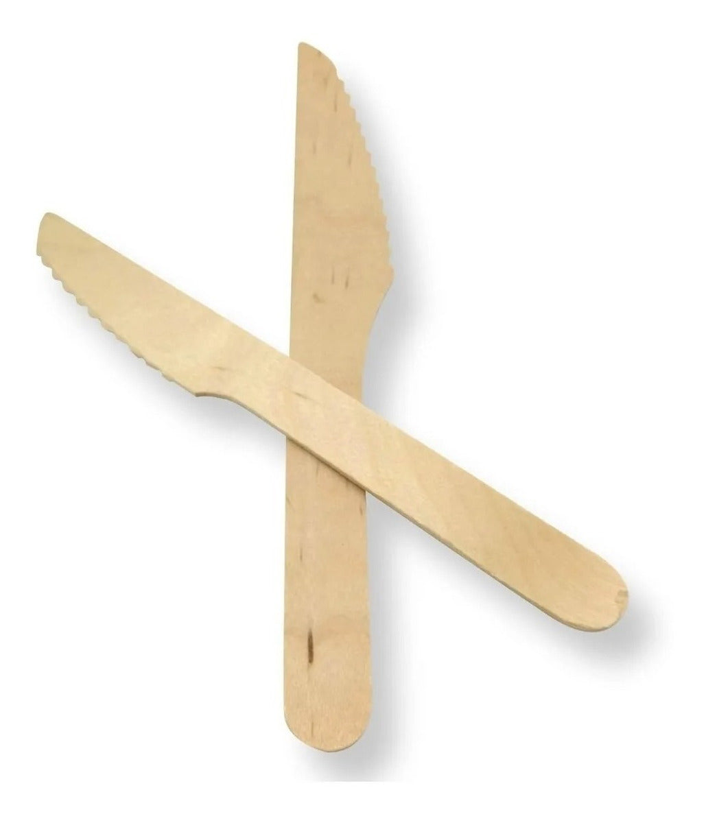 100 Cuchillos Cubiertos De Madera Desechables Ecológico