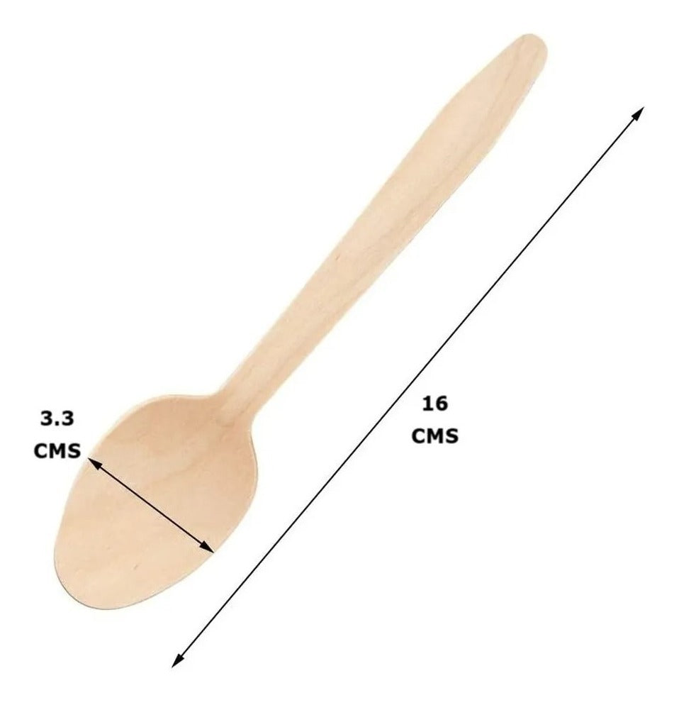 100 Cucharas Cubiertos De Madera Desechables Ecológico