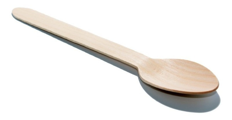 100 Cucharas Cubiertos De Madera Desechables Ecológico