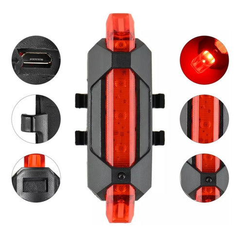 Luz Bicicleta Trasera Recargable Usb