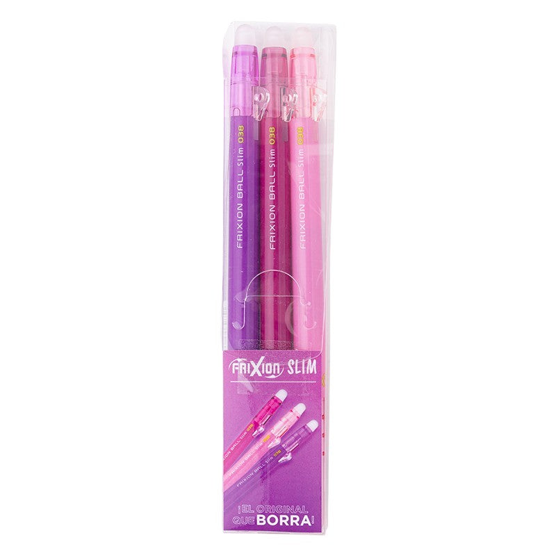 Set 3 Lápices FRIXION gel borrable burdeo púrpura y rosa