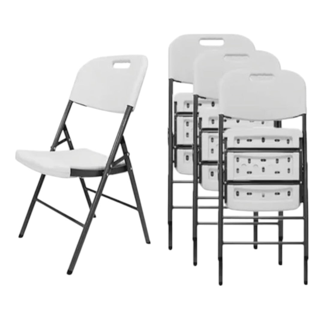 Set X4 Sillas Plegables De Plastico Para Fiestas Y Eventos Color Blanco
