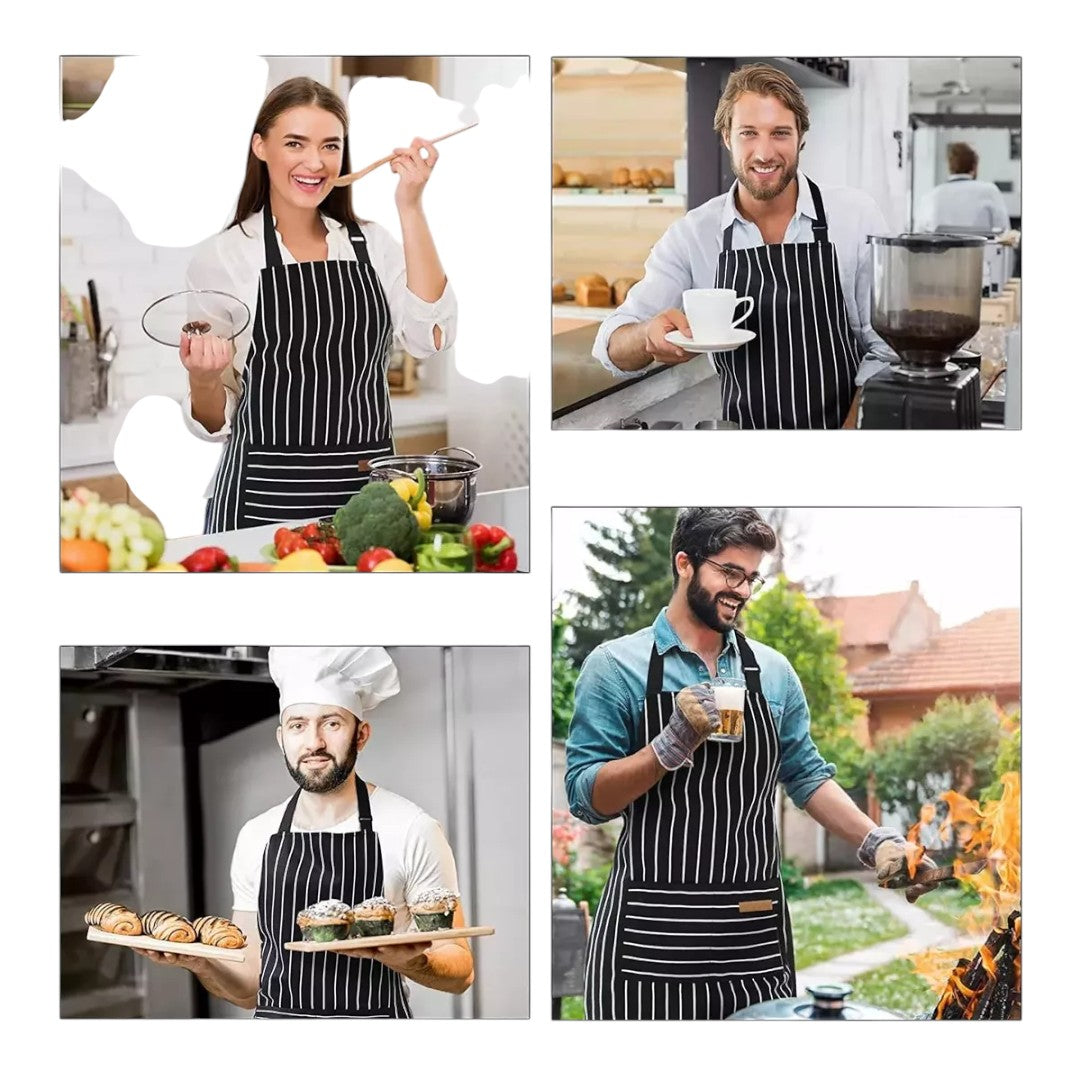 Pack 2 Pecheras Listadas Delantales Chef Barberia Restaurant
