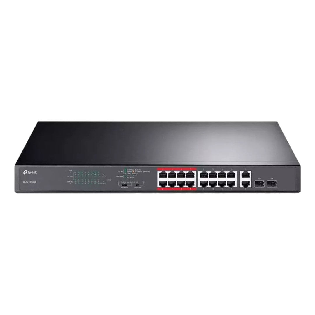 Switch 16 puertos PoE 2 puertos Gigabit TP-Link TL-SL1218MP