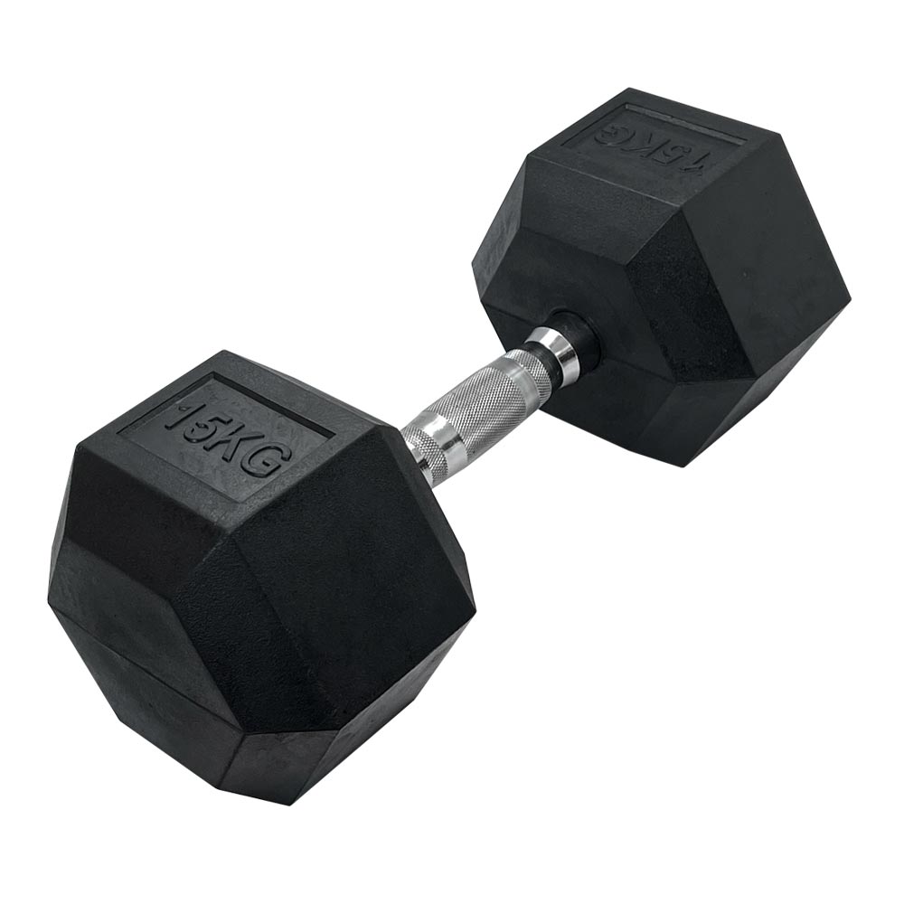 Mancuerna Hexagonal Acero Recubierta Caucho 15 Kg