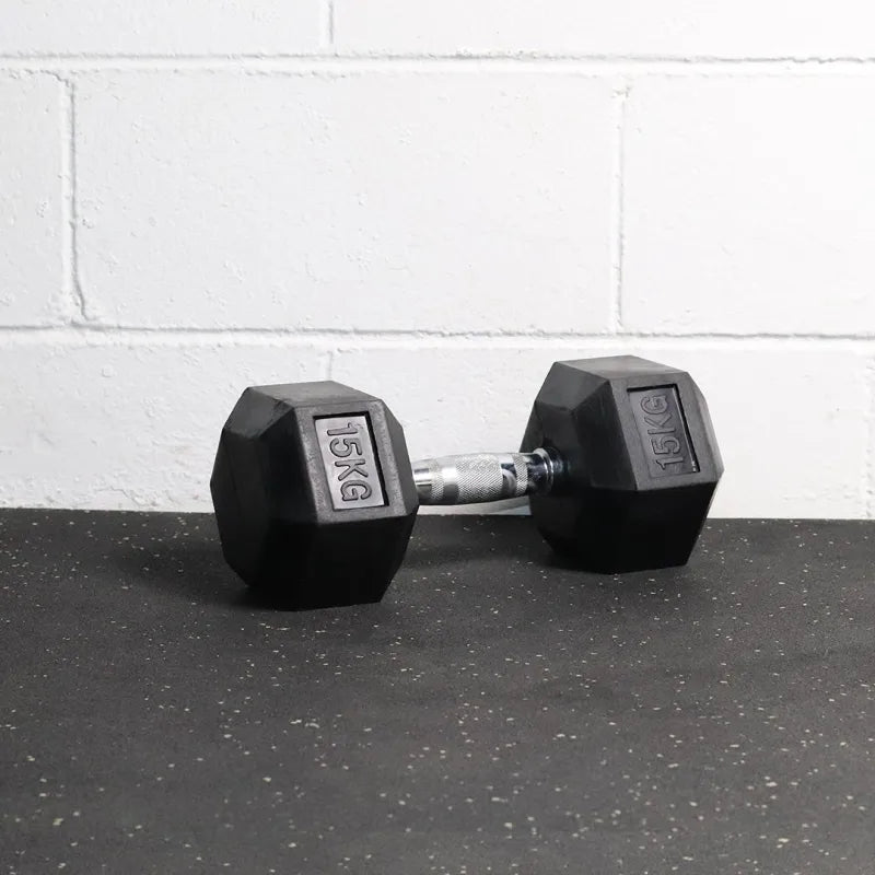 Mancuerna Hexagonal Acero Recubierta Caucho 15 Kg