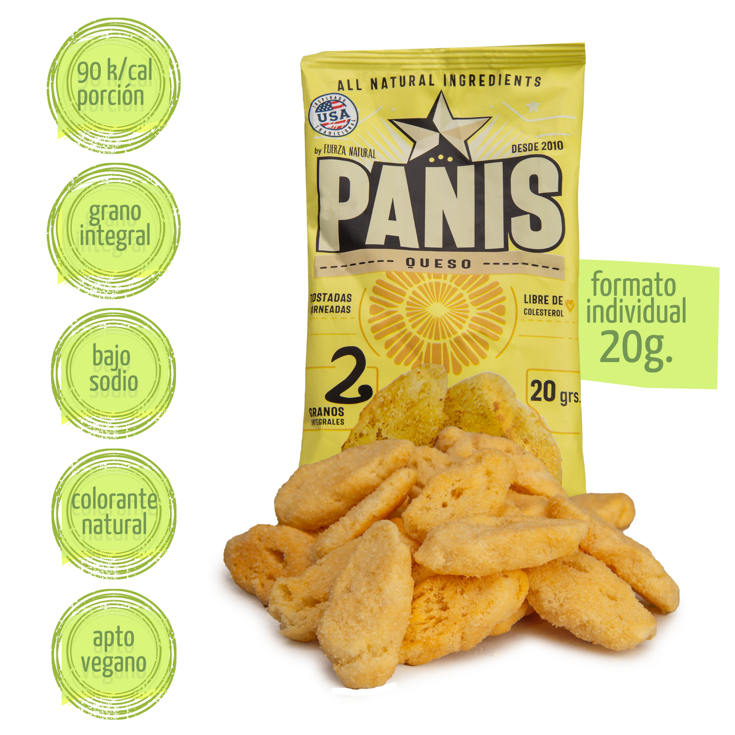 Panis 20g Sabor Queso Snack Fuerza Natural Pack x24