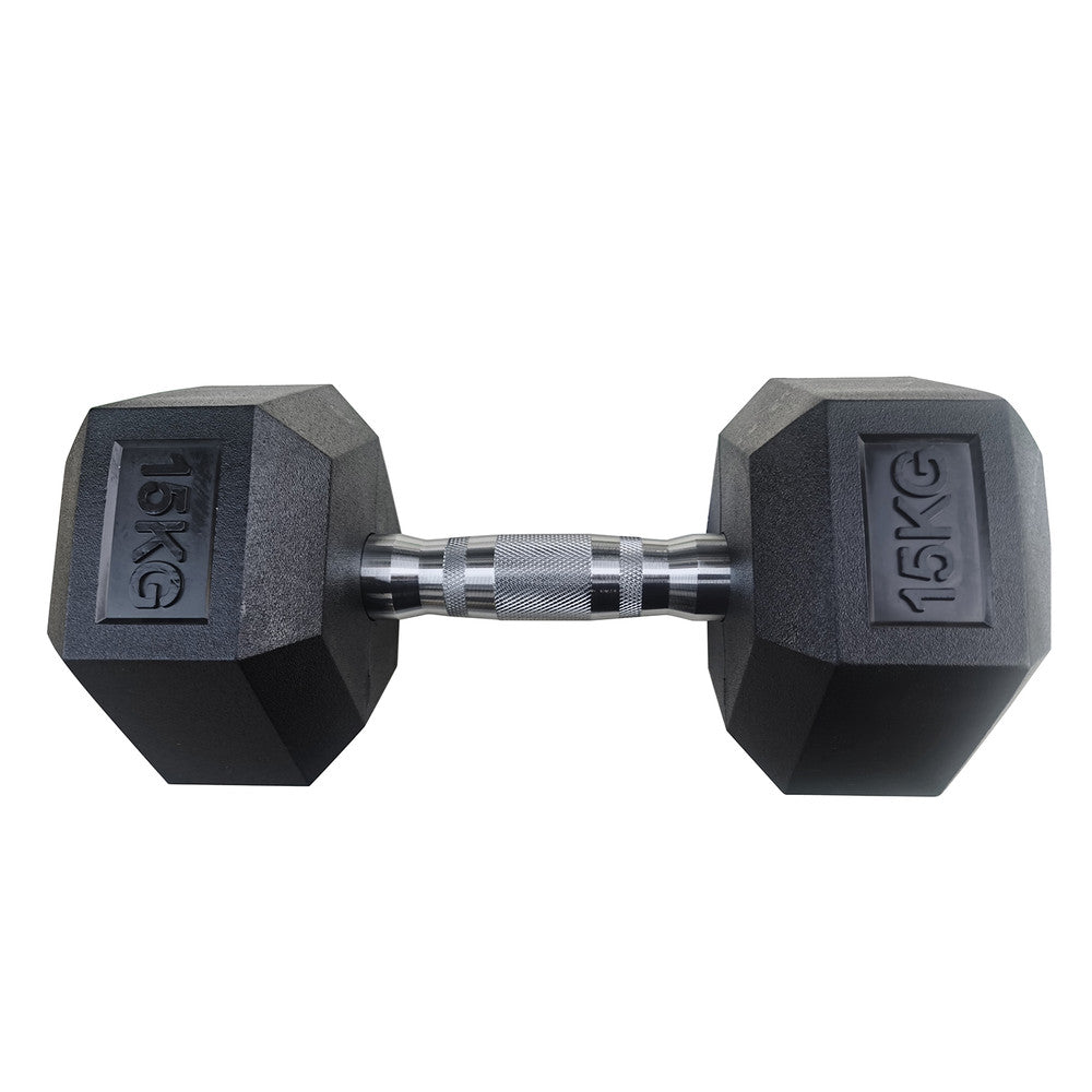 Mancuerna Hexagonal Acero Recubierta Caucho 15 Kg