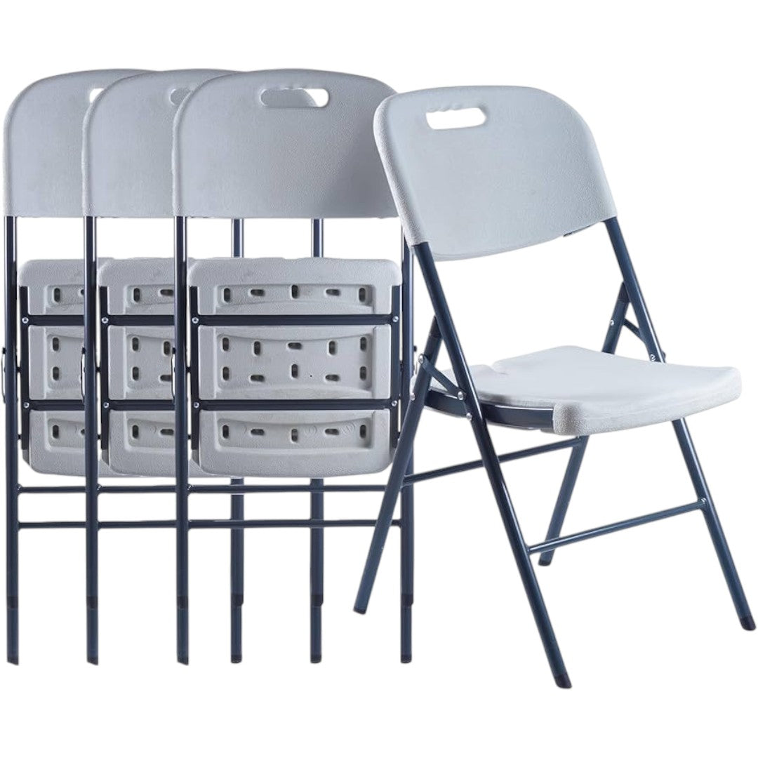 Set X4 Sillas Plegables De Plastico Para Fiestas Y Eventos Color Blanco