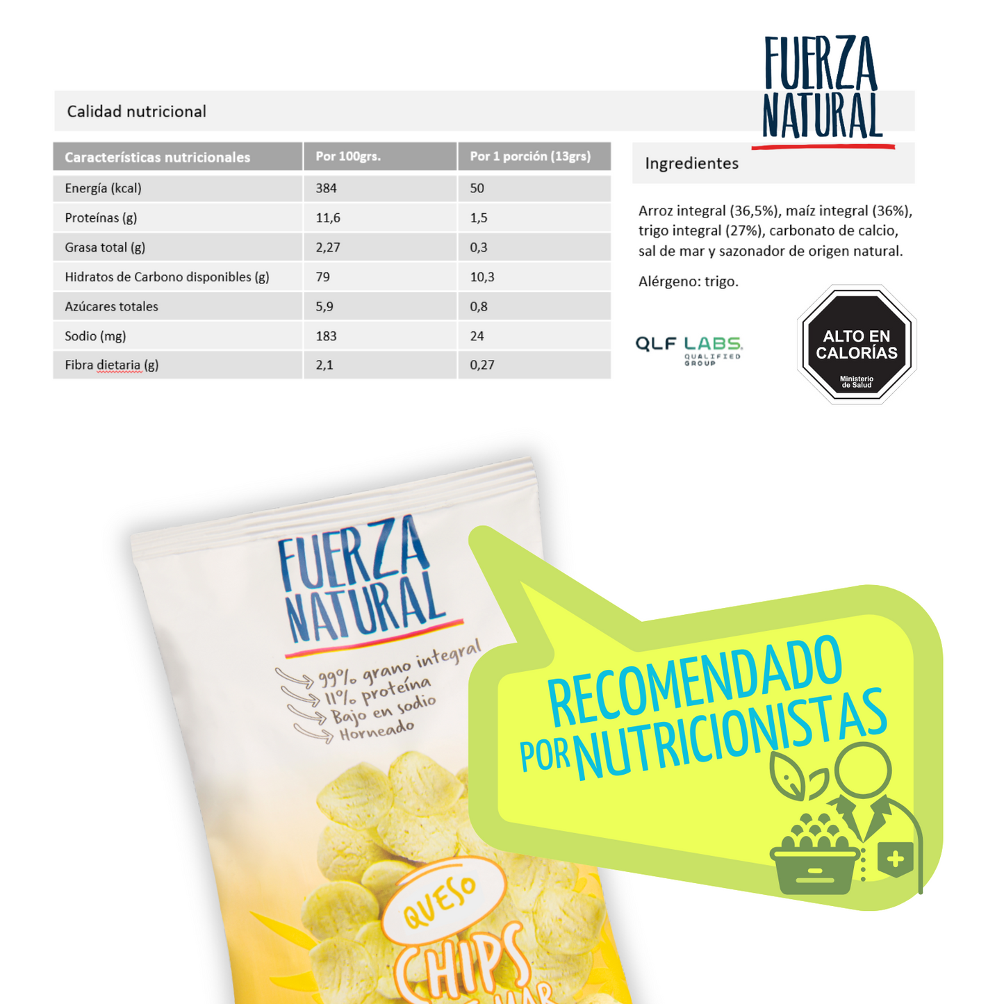Chips Sal de Mar 13g Queso Fuerza Natural Pack x12