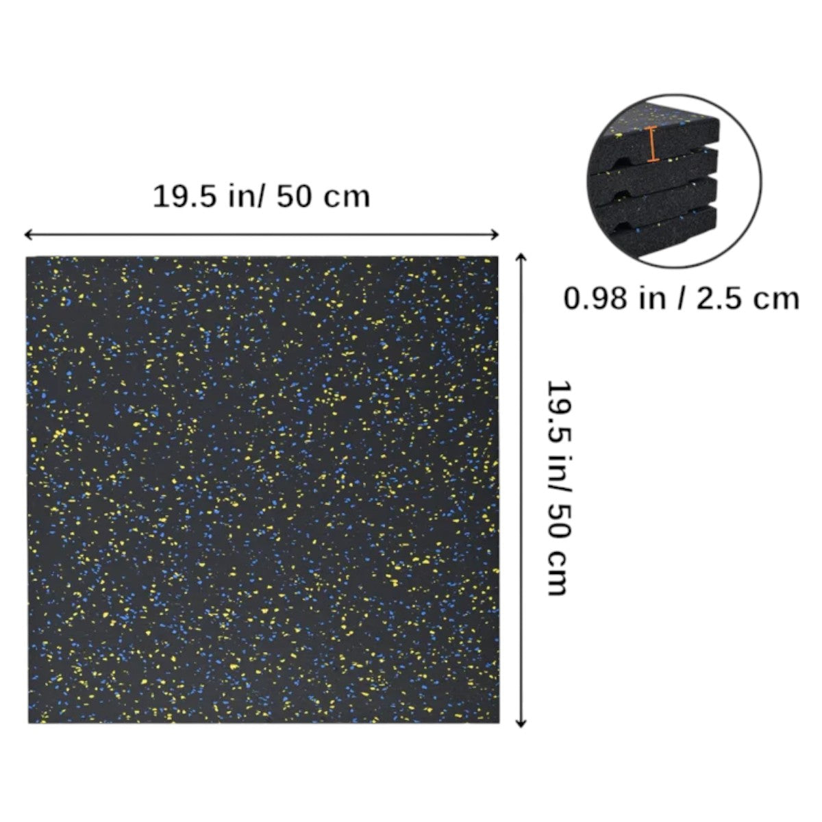 Pack x 4 Piso Caucho Gimnasio 50x50cm X Grosor 25mm