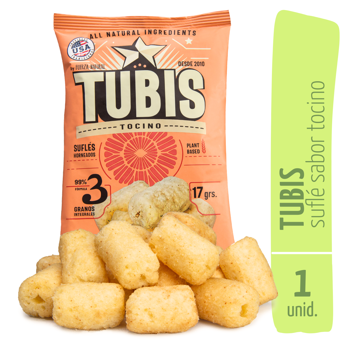 Tubis 17g Tocino Snack Saludable Fuerza Natural