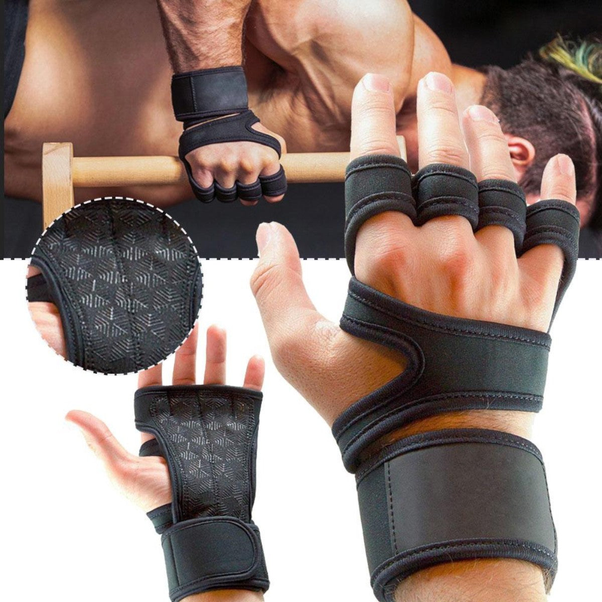 Guantes Calleras Para Pesas Soporte Muñecas Gym Crossfit
