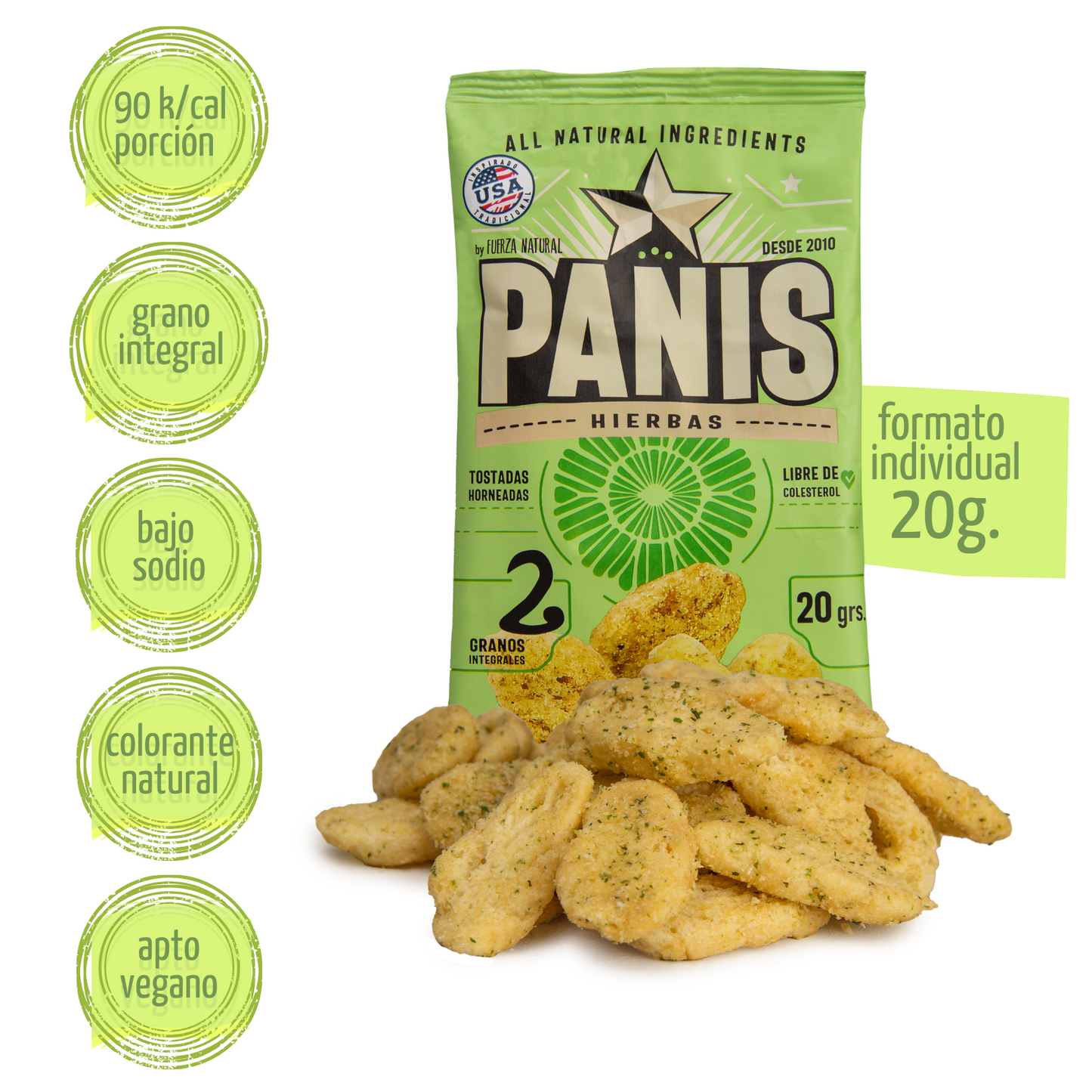 Panis 20g Sabor Hierbas Snack Fuerza Natural Pack X12