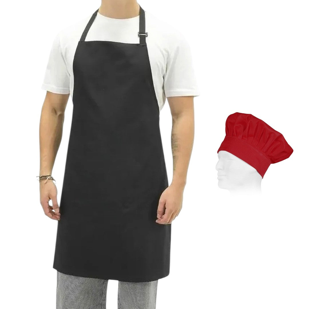 Set Cocinero Chef Pechera o Delantal y Gorro