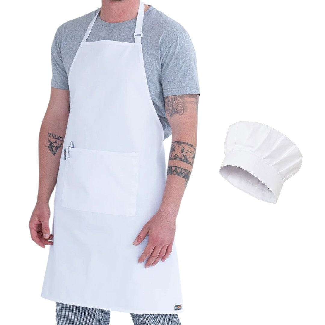 Set Cocinero Chef Pechera o Delantal y Gorro