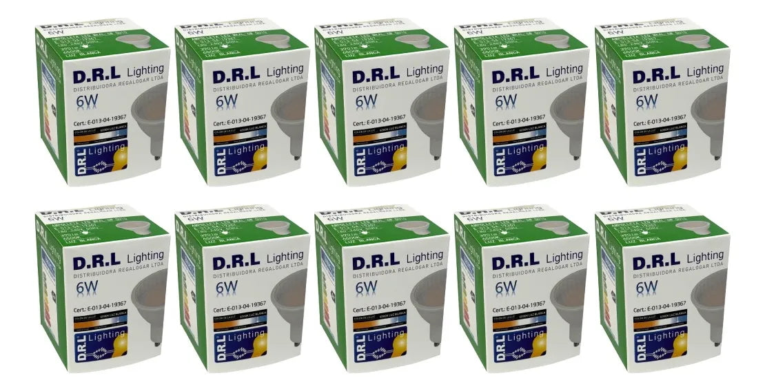 Pack 10 Ampolleta Led Gu10 Drl 6w 390lm Cálida/blanca Sec