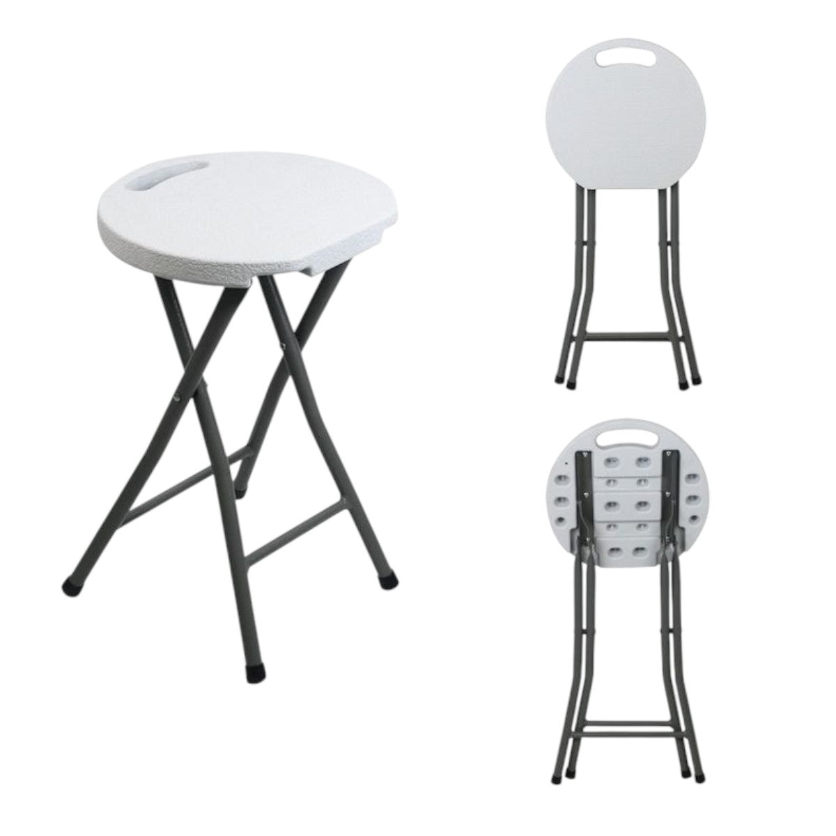 Pack x10 Piso Banquito Silla Taburete 46cm Plegable Plástico