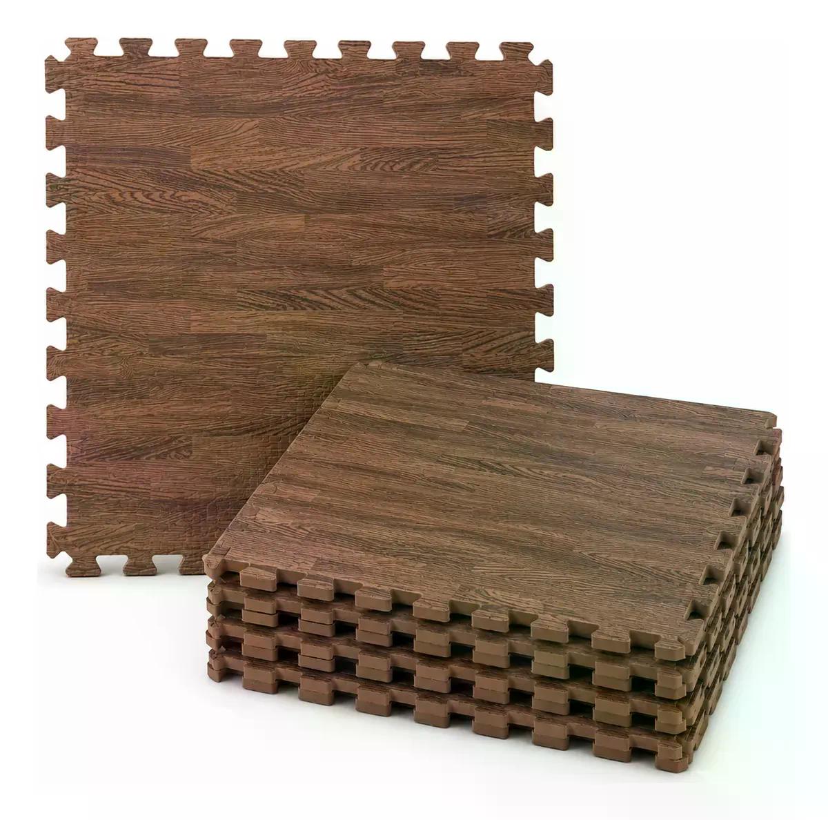 Pack X4 Piso Alfombra Tatami Eva Tipo Madera 60x60x1cm