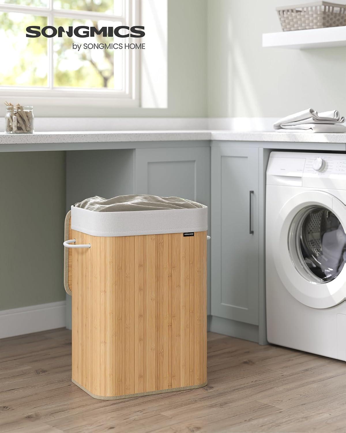 Canasto Ropa Songmics 72L Plegable Con Bolsa Lavable