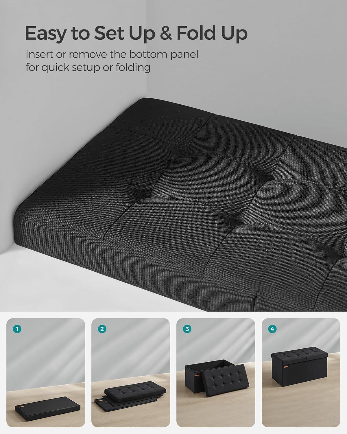 Puff Rectangular SONGMICS Con Baúl De Almacenaje Y Tapa