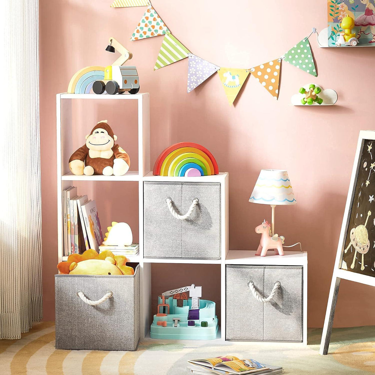 Set De 3 Cajas Organizadoras De Tela Plegables Con Asas