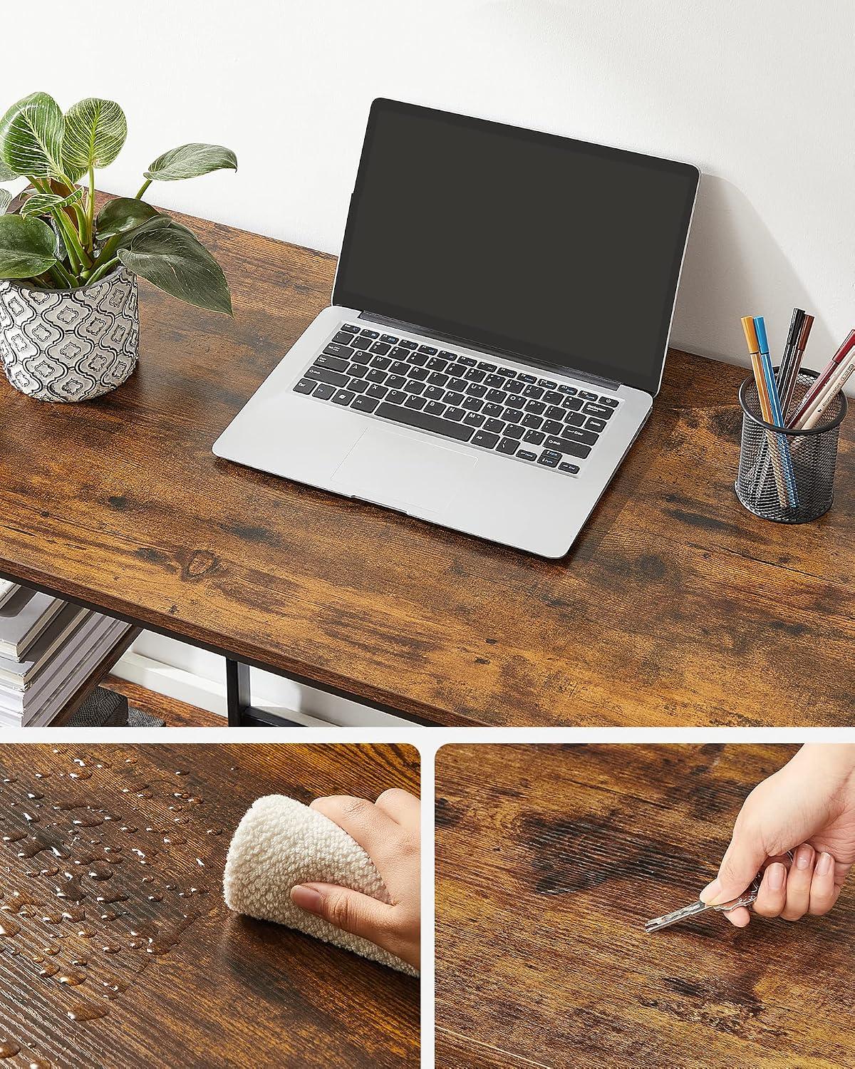 Escritorio Moderno VASAGLE Con Repisas Madera Y Metal 100 cm