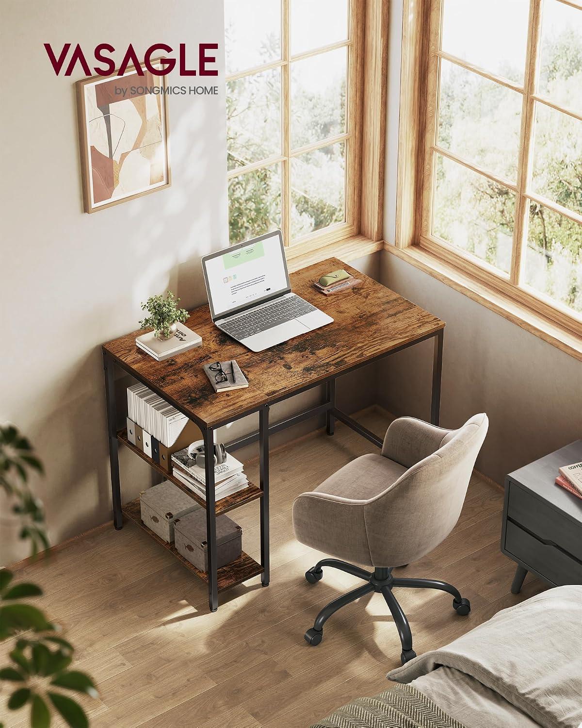 Escritorio Moderno VASAGLE Con Repisas Madera Y Metal 100 cm