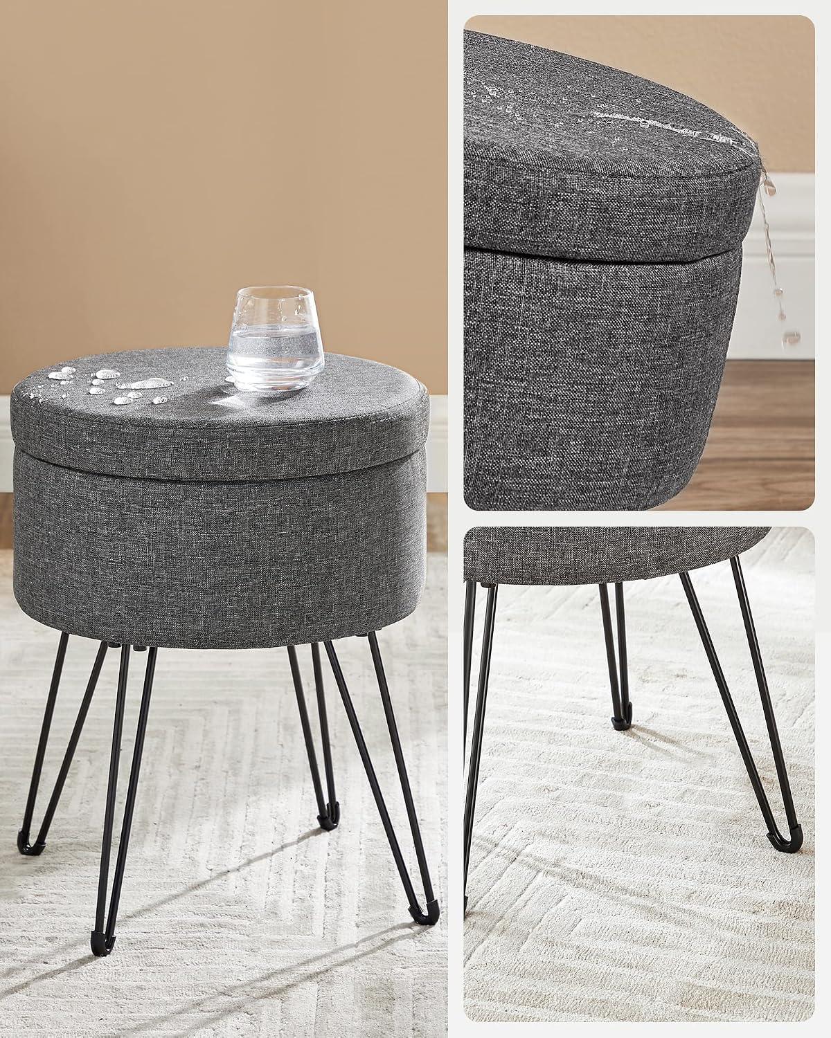 Taburete Puff Songmics Con Almacenaje 51 L Gris Oscuro