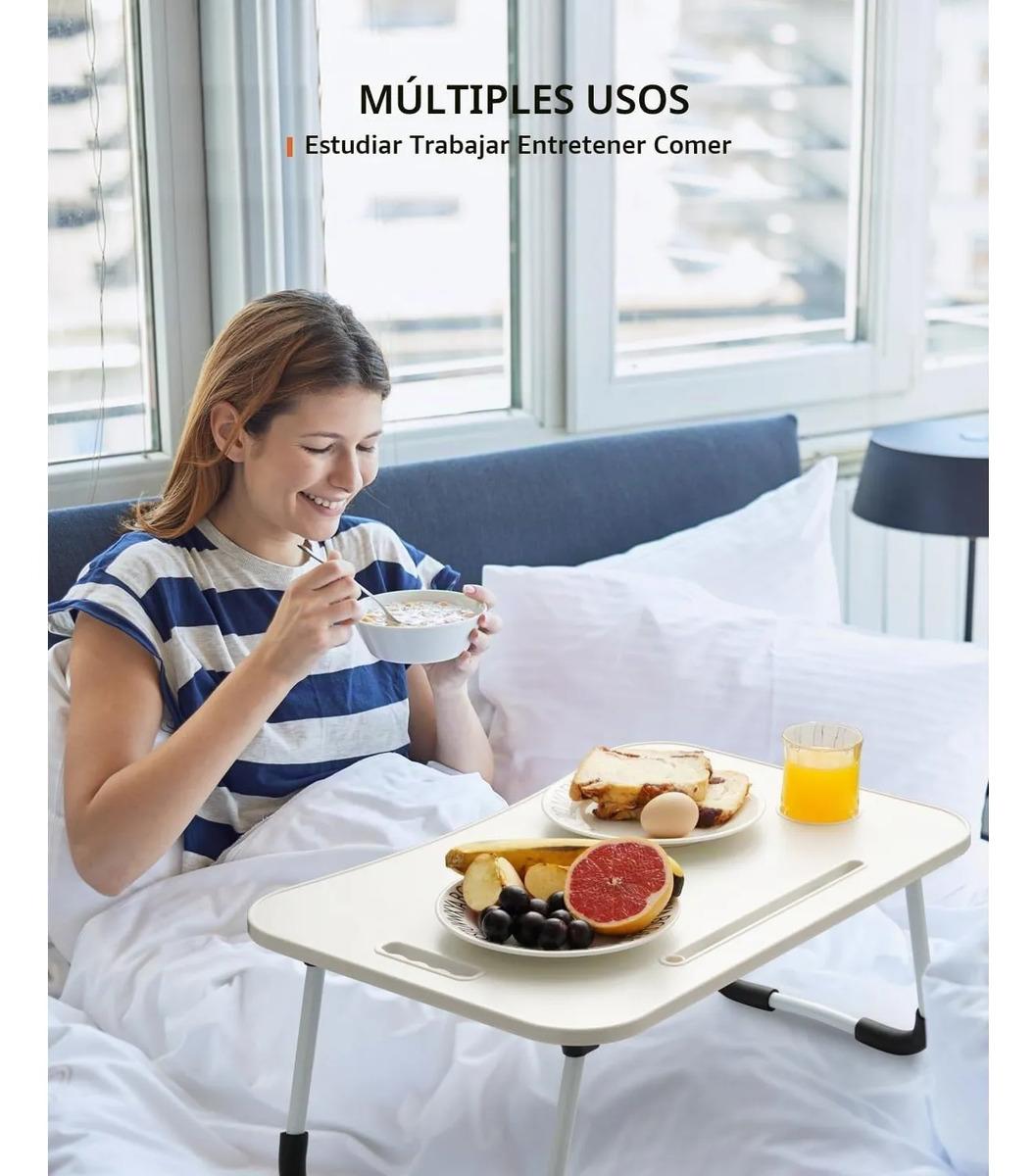 Mesa Notebook Plegable Cama Sofá Con Portavaso Blanco