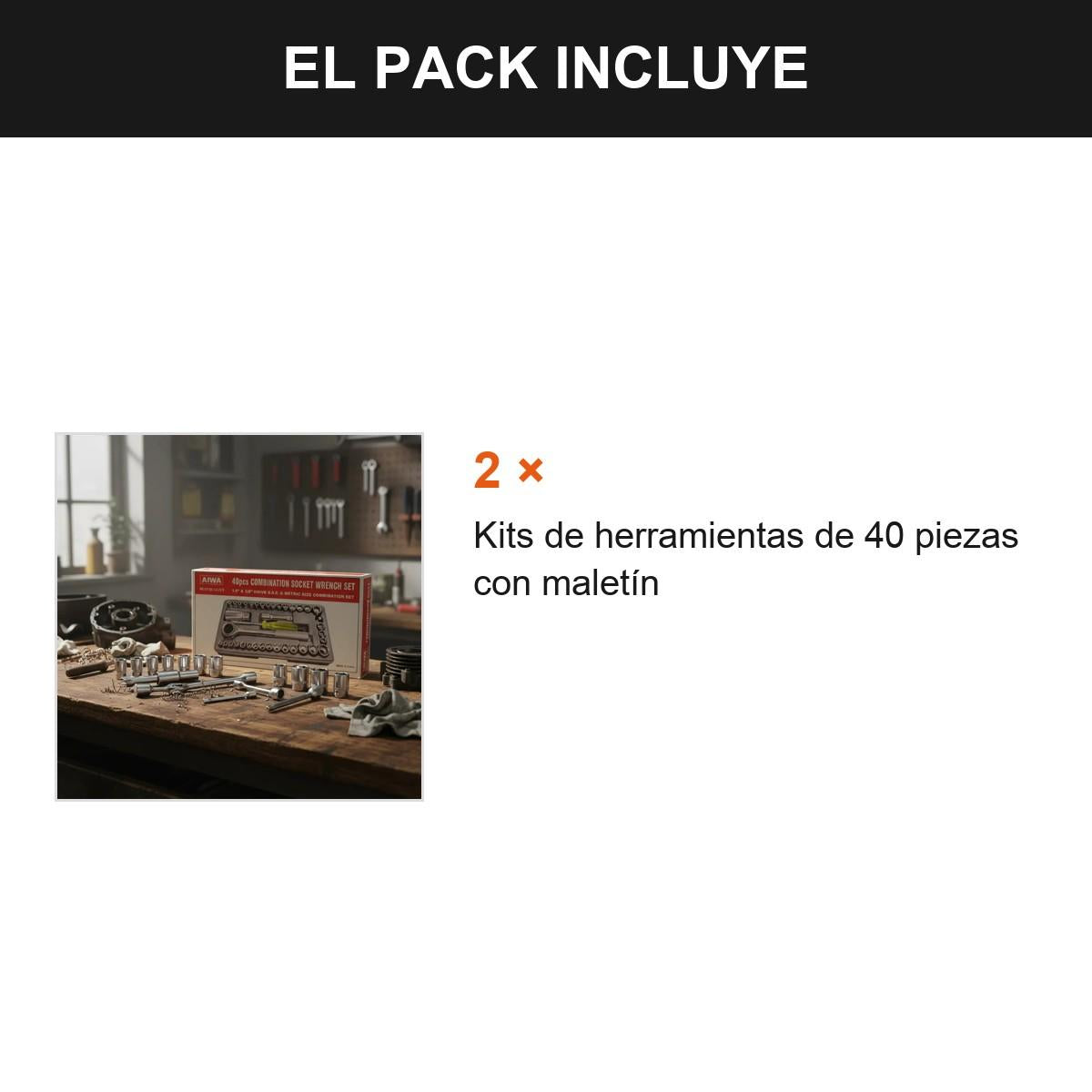 Pack 2 Kit De Herramientas 40 Piezas Con Maletín Negro
