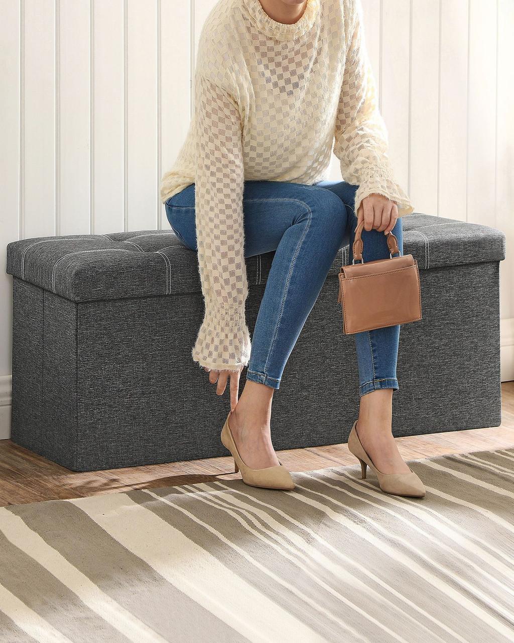 Puff Baúl SONGMICS 110 cm Banco Plegable Con Almacenamiento