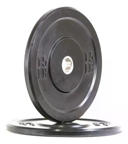 Par Discos Olímpicos Bumper 15 Lb (30 Lb Total) Negro