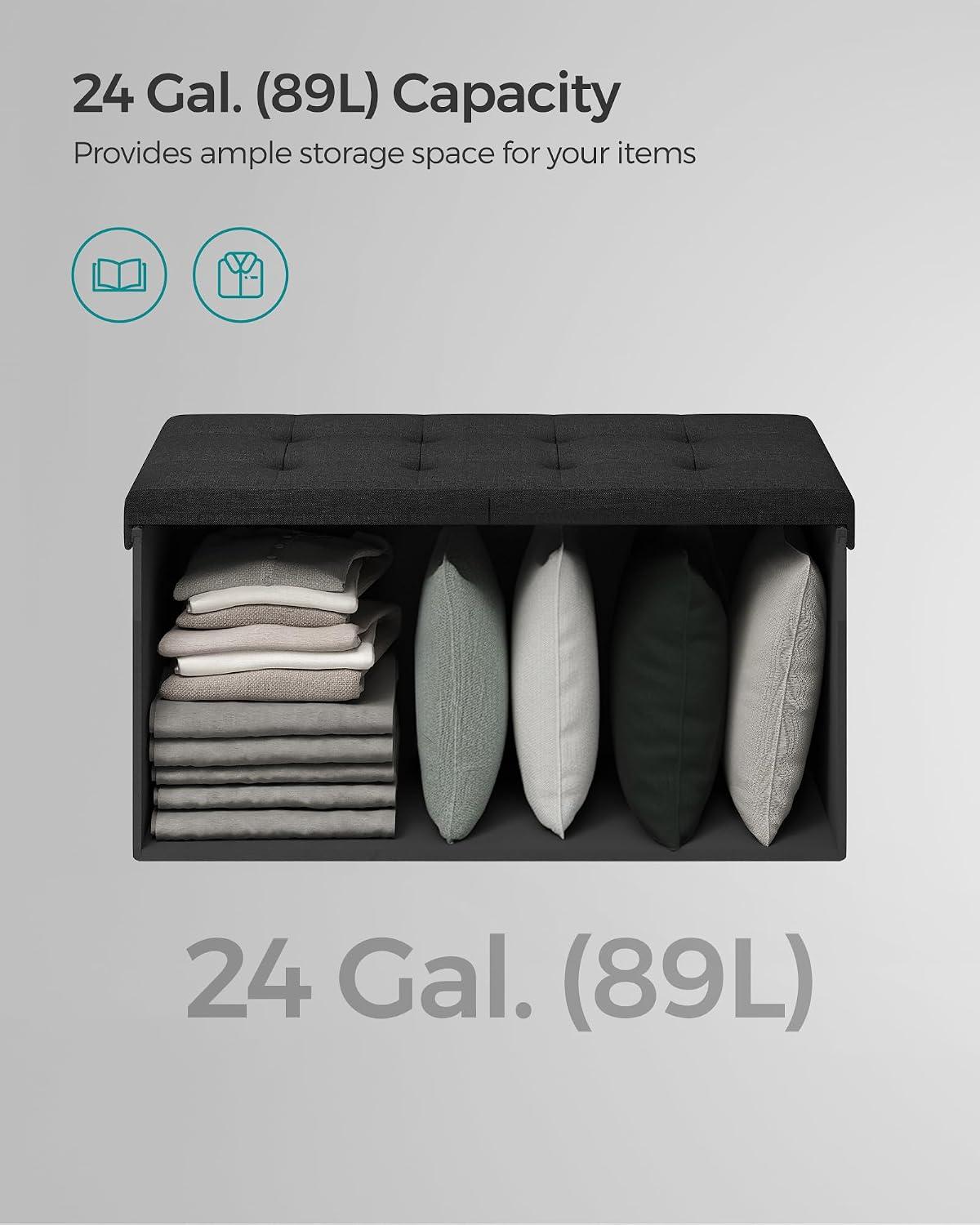Puff Rectangular SONGMICS Con Baúl De Almacenaje Y Tapa