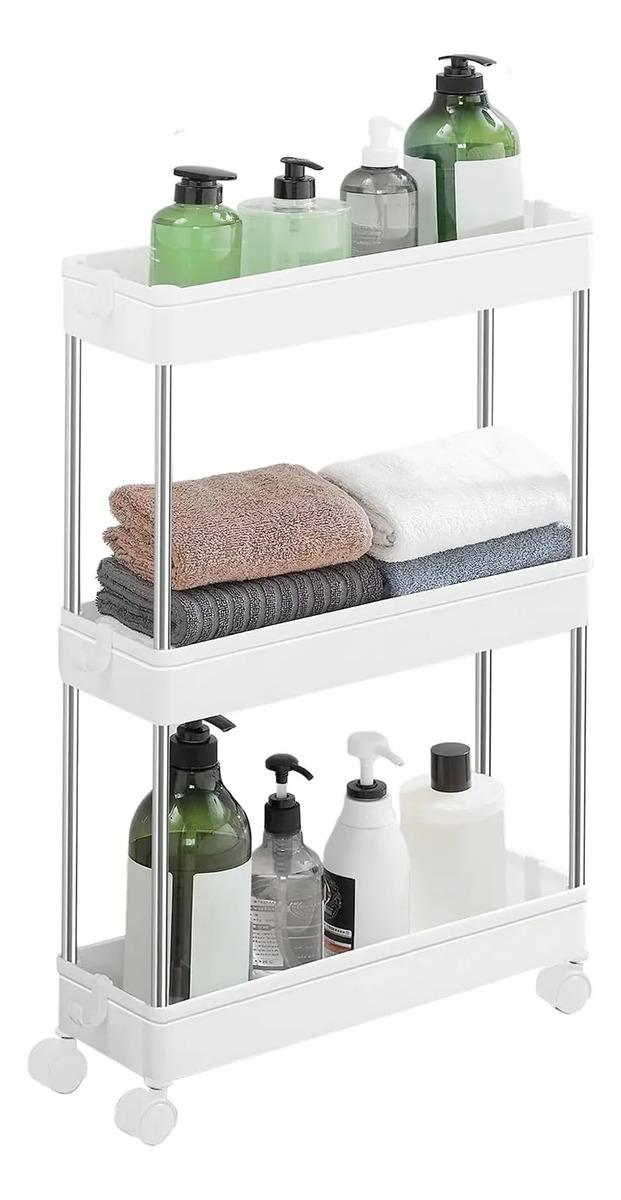 Set Oficina Estantería Librero 6 Niveles + Carro Angosto Blanco